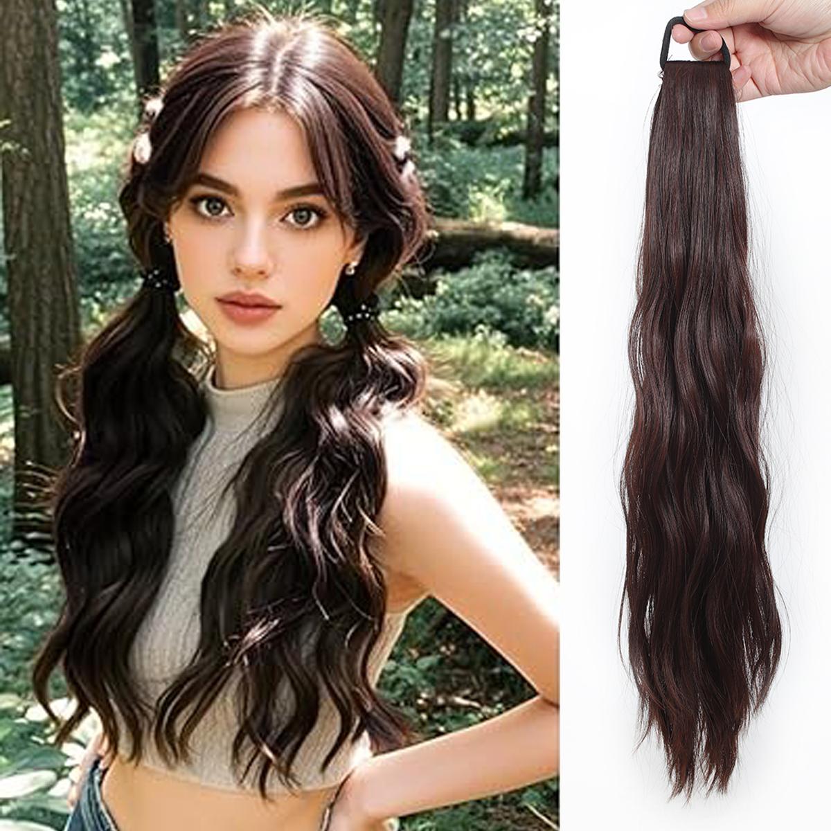 

Синтетический кудрявый хвост на резинке, натуральный парик, эластичная лента, волнистый, накладной хвост, аксессуары для женщин на каждый день 20inch