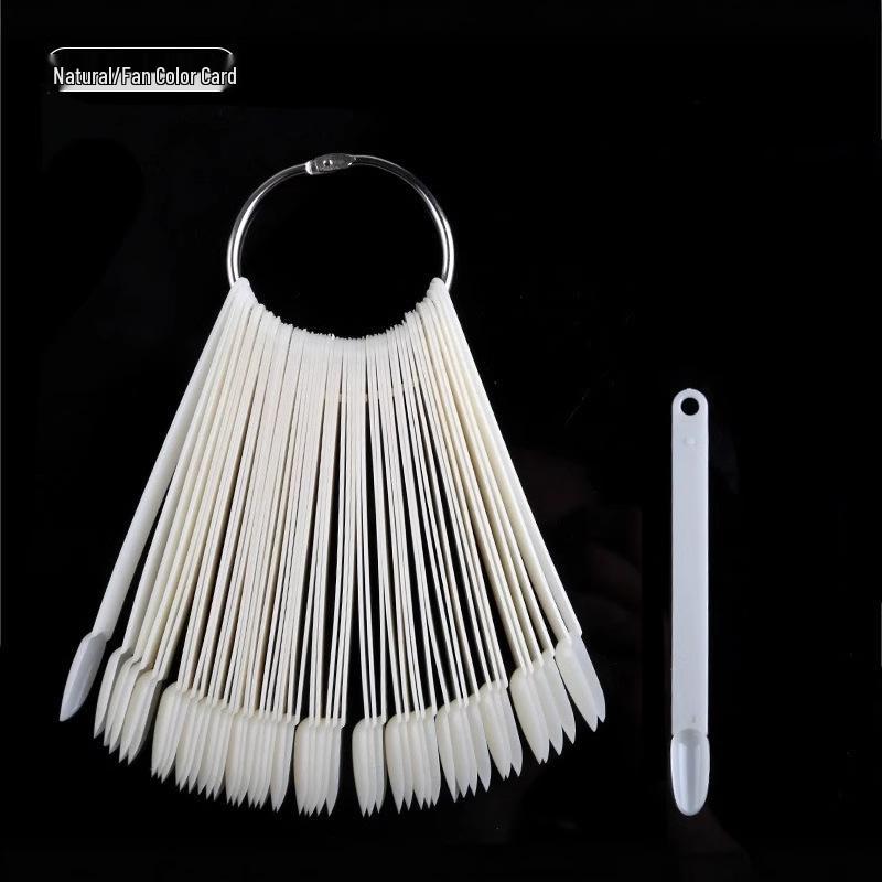 Nail Display Fan - 50 Colors, Gel Polish Swatch, Transparent Tips, Round Head