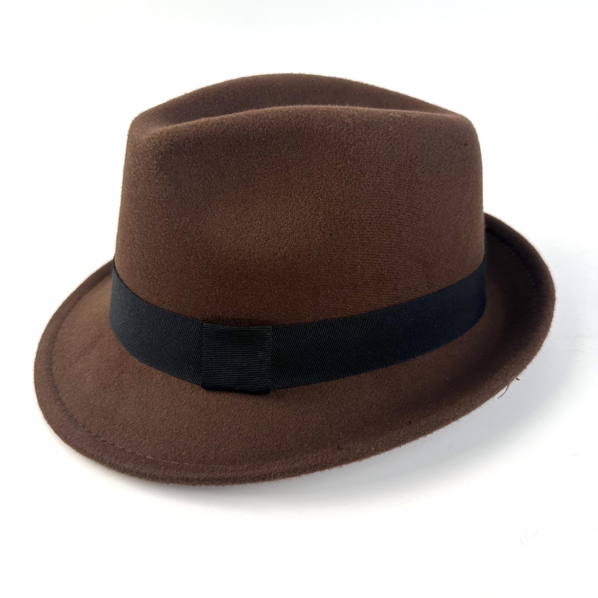 

Hat New Flanged Top Hat Black Classic British Jazz Hat Ladies Wool Top Hat Felt Hat 56-58cm темно-коричневого кольору