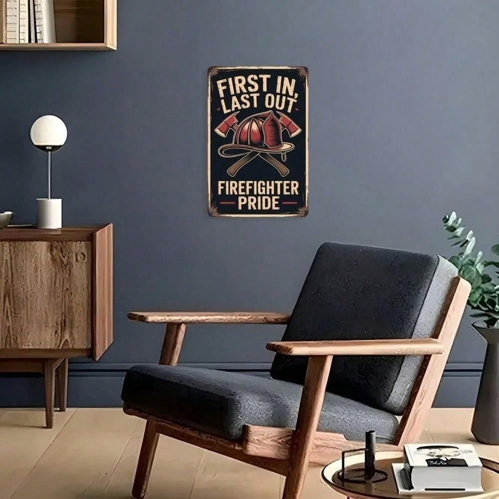 Firefighter Pride Vintage Tin Sign 8x12 Inch Wall Art for Garage Bar Home Decor