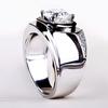 Platinum PT950 Coated Diamond Ring Stylish Business Men Wedding Band Elegant Design