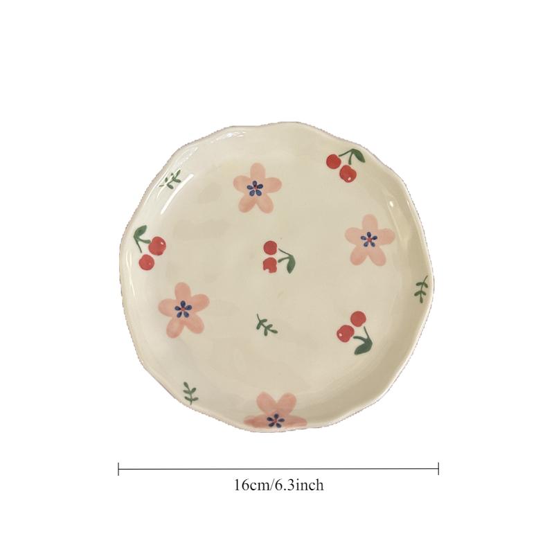 

2 шт. Обеденная тарелка Неправильной формы Керамический диск Тарелка для торта и десерта Тарелка для дим-самов Посуда Цветочный принт