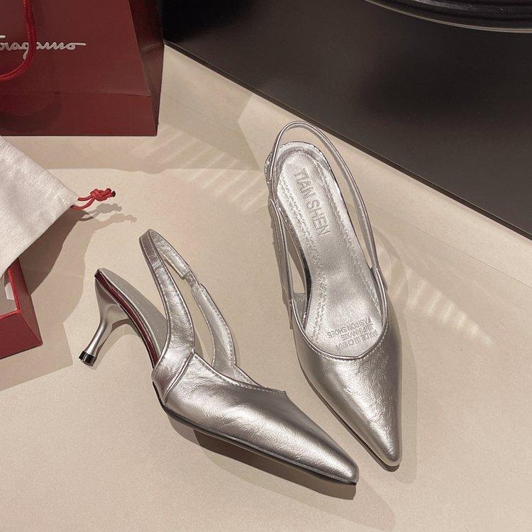 Niche Back Empty Pointed Single Shoes Shoes New Spring and Summer Temperament High Heel Bag Head Sandals Women