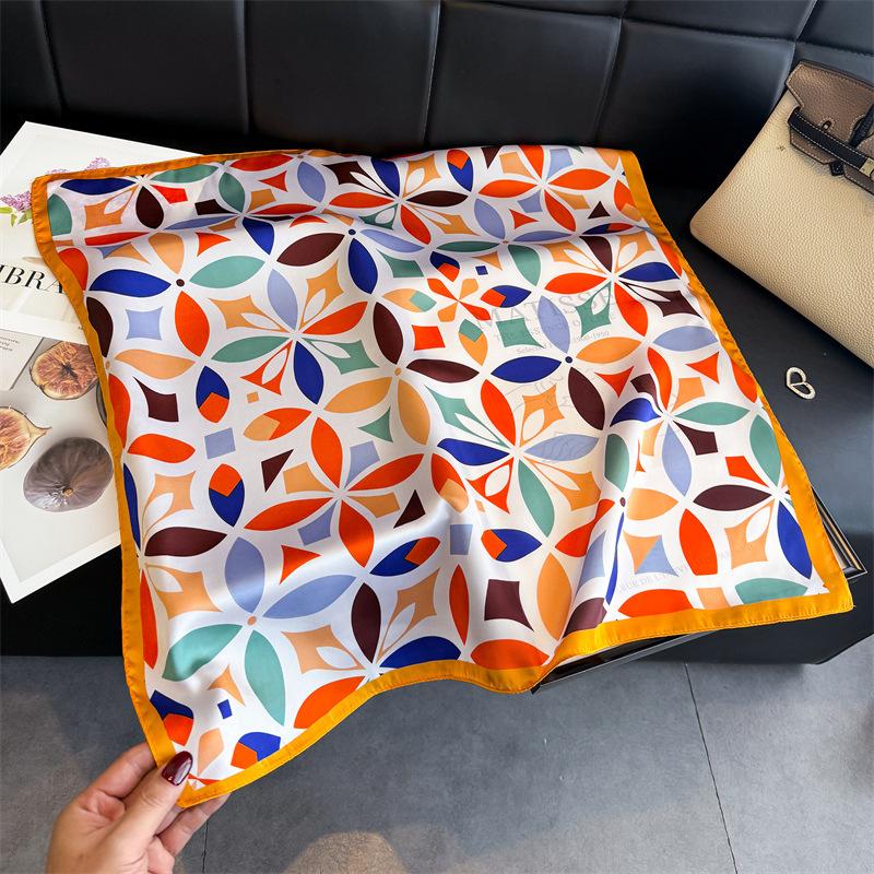 Damen S Geometrisch Bedruckter Seidenähnlicher Quadratischer Schal Für Den Sommer