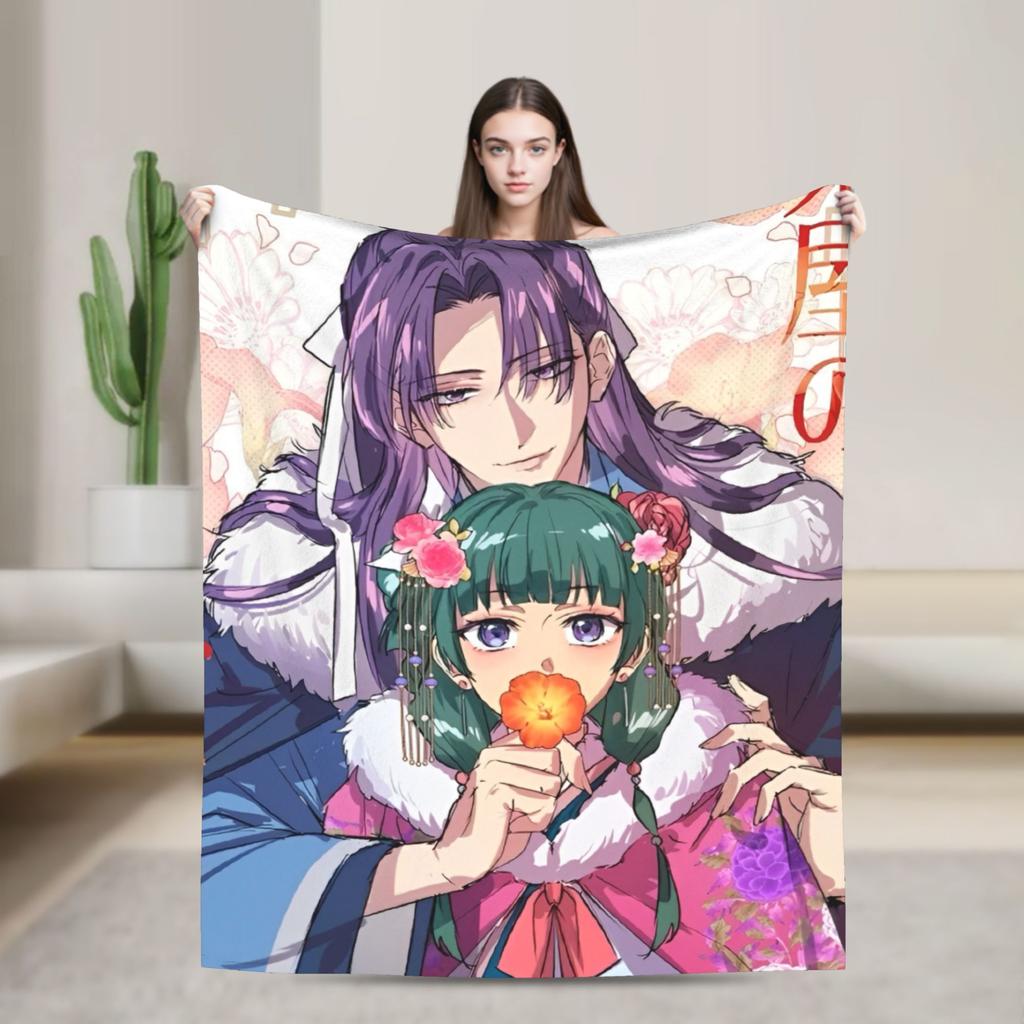 Maomao Jinshi Anime Flannel Blankets Funny Throw Blankets for Bed Sofa Couch 150*125cm Bedspreads,