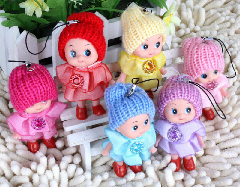1/6PC Soft Baby Stuffed Toy keyring Cute PVC Toy Kid Plush Dolls keychain Mini Plush Animals key chain baby For girls women Gift