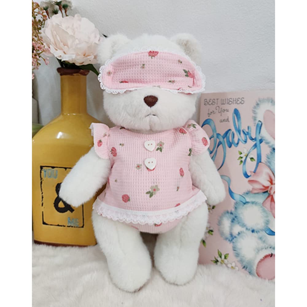 niannyyhouse 30cm Plush Toy Outfit: Blindfold, Jacket, and Panties, 3-Piece Set, Loose-Fitting Bear Pajamas, Muppet Costume (Yellow)