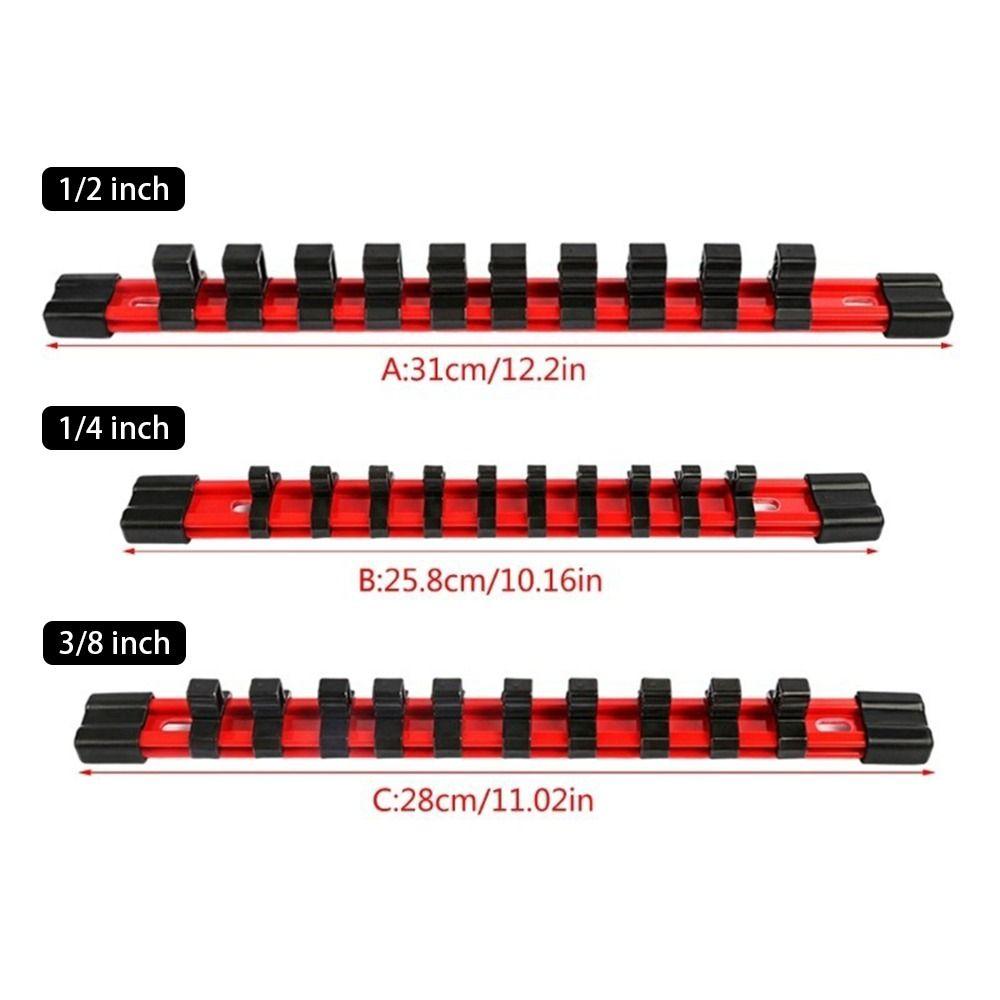 1Pcs 1/4" 3/8" 1/2" Socket Wrench Holder Rail Bracket Wall Holder Traight Socket Organizer Universal Plastic Drive Socket Holder