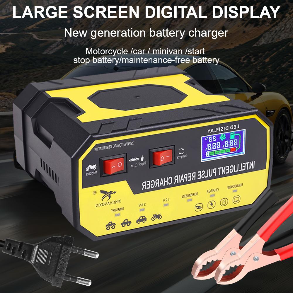 Voltage Temperature Detection 12V 24V 8A Multiple Protection Intelligent Pulse Repair Automatic stop Overvoltage Protection Car Battery Charger