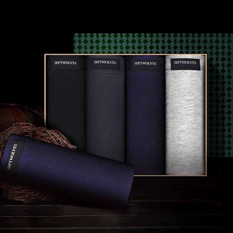 

Мужские боксеры-брифы Septwolves из 100% хлопка, набор из 4 штук, модель 96318 3XL