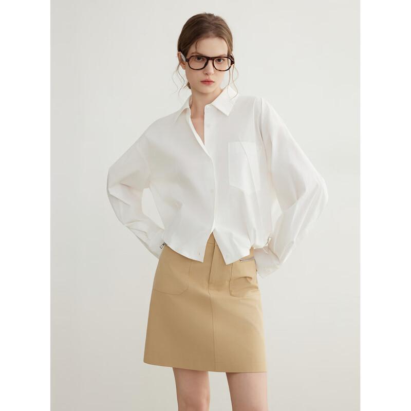 ELLE Women s French Commuter Style Lapel Shirt M