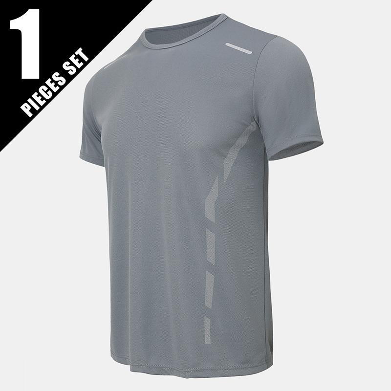 

Men s Summer Multicolor Quick-drying Sports Short Sleeve Loose Breathable Fitness Running Badminton T Reflective Strip S