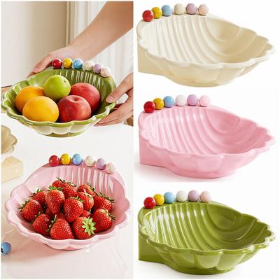 Multicolor Fruit Serving Plate Shell Shape Snack Plate Fruit Bowl with Forks  Snack Serving