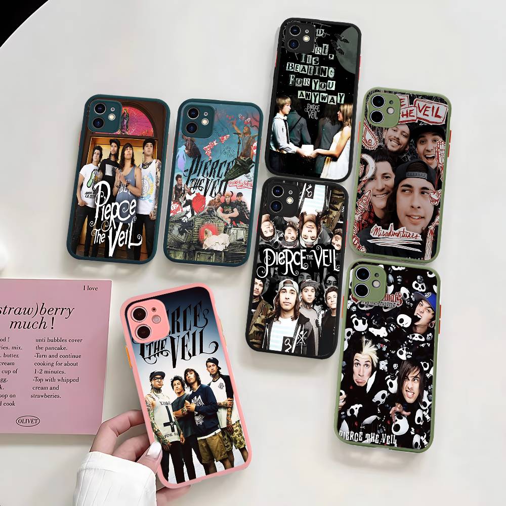 P-Pierce The V-Veil Band For IPhone 11 12 13 14 15 16 Pro Max Plus X XS MAX Shockproof Matte Back Cover