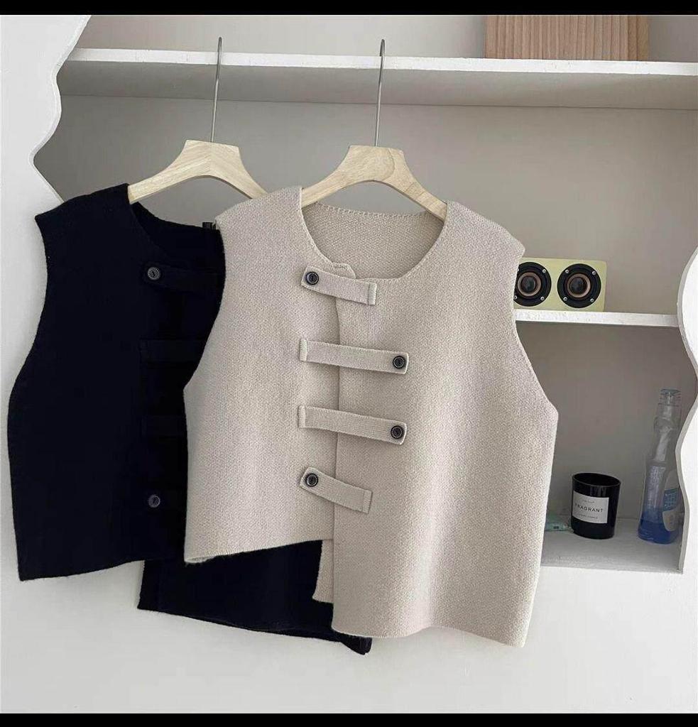 Women's 2026 Autumn/Winter Sleeveless Cardigan Vest