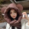 Fashion hat women's winter cycling cold protection and warmth ear protection pullover hat cute bear shows small face