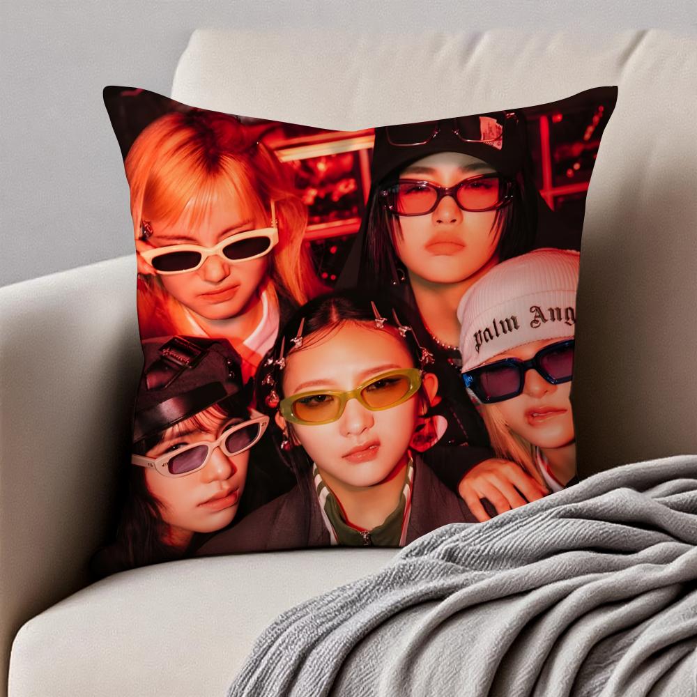 GirlGroup Kpop YYOUNG PPOSSE Cushion Cover Pillowcase Antidustmite Invisible Zipper Short Plush Sofa Cushion