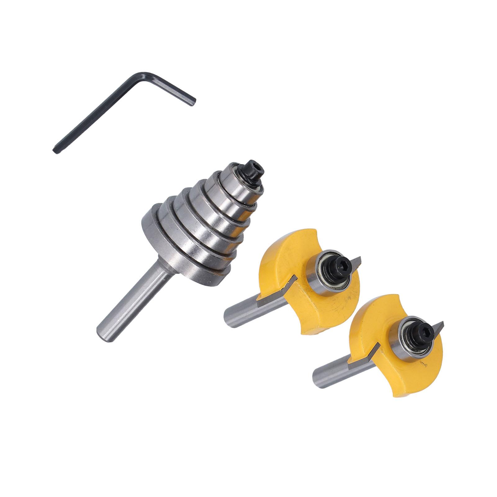 

Router Bit 14in Shank Multi Grooved with 6Pcs Bearing 18in 14in 516in 38in 716in 12in