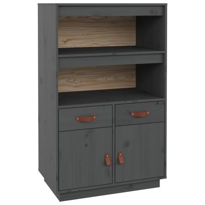 VidaXL Highboard Grey 67x40x108.5 Cm Solid Pine Wood 820159