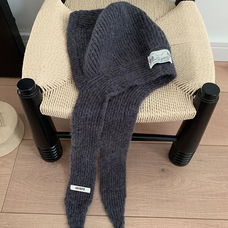 Women's Winter Warm Ear Protection Woolen Hat Scarf Knitted Pullover Hat