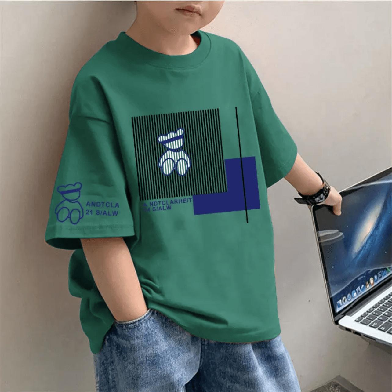 

Мальчиковая хлопковая футболка с коротким рукавом модная детская универсальная летняя с полурукавом свободная трендовая 150