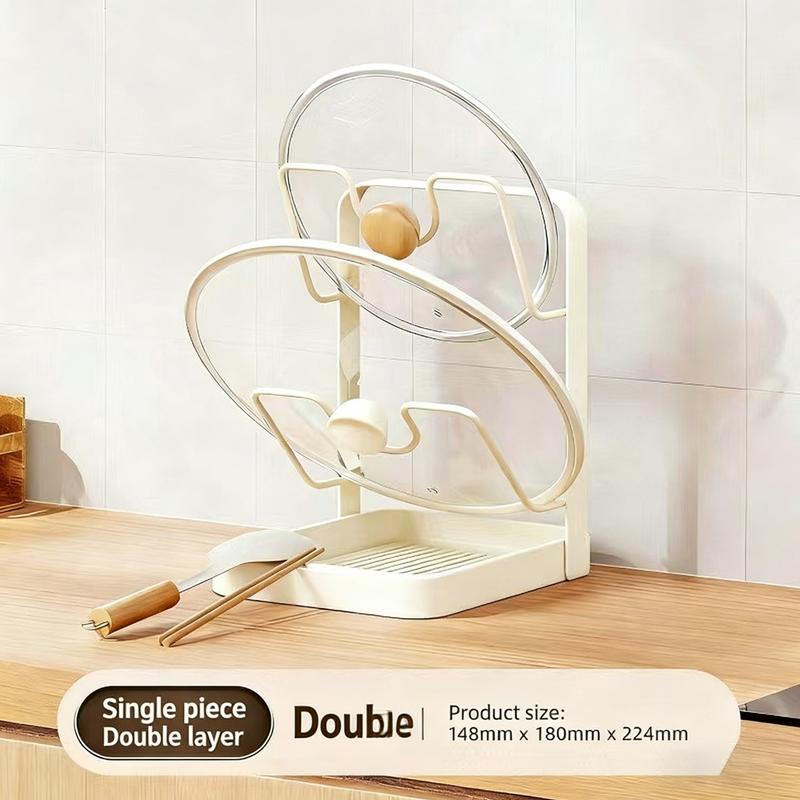 Kitchen Pot Cover Spatula Holder Storage Rack Cutting Board Drain Multi-functional Household Countertop Chopping Board Shelf
