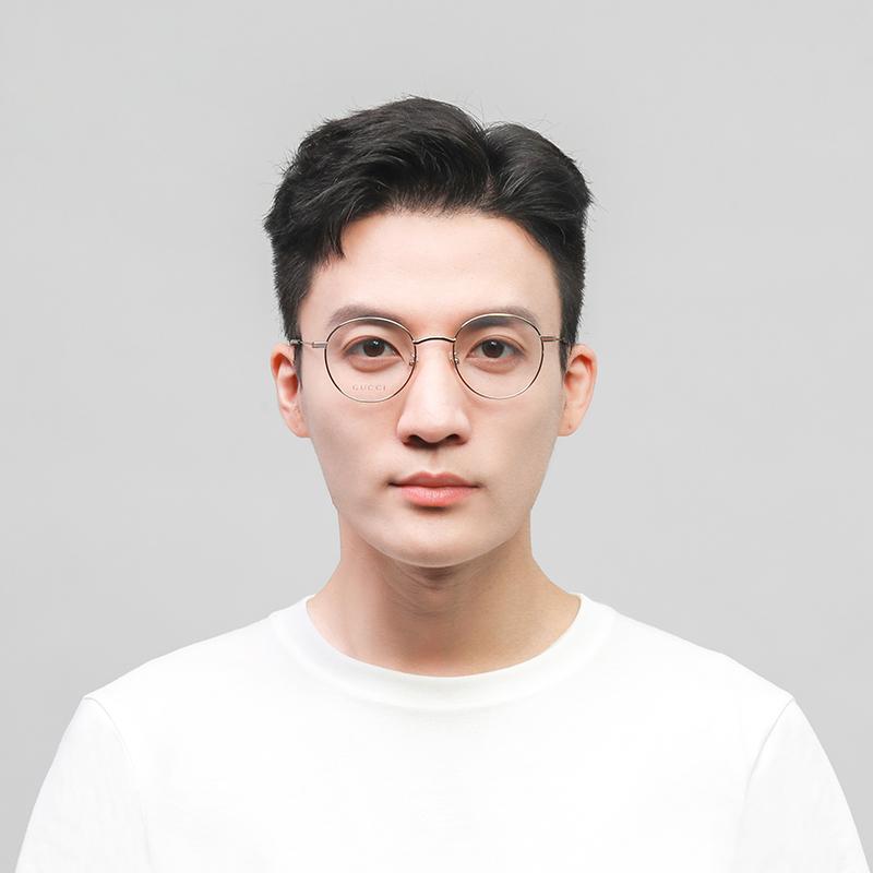 Gucci optical glasses [Available prescription] Gold frame, transparent lens, side webbing GG1054OK-002 51 F dust bag + glasses case (random color)