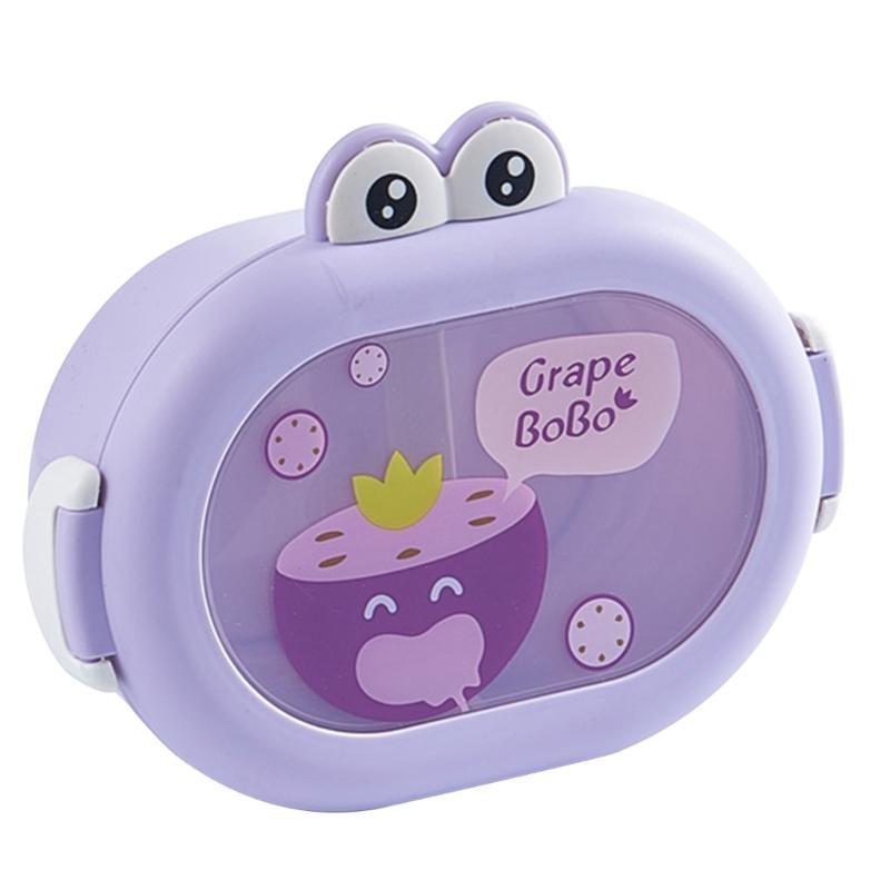 652F Reliable Plastic Lunch Box Cartoon Animal Bento 2Compartment Lunch Box for Kids Leakproof Lunch Fruit Container Portable