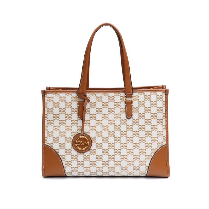 

Деловая сумка-тоут для поездок на работу, Универсальная модная сумка большой вместимости, Женская элегантная сумка-подмышка с монограммой на одно плечо