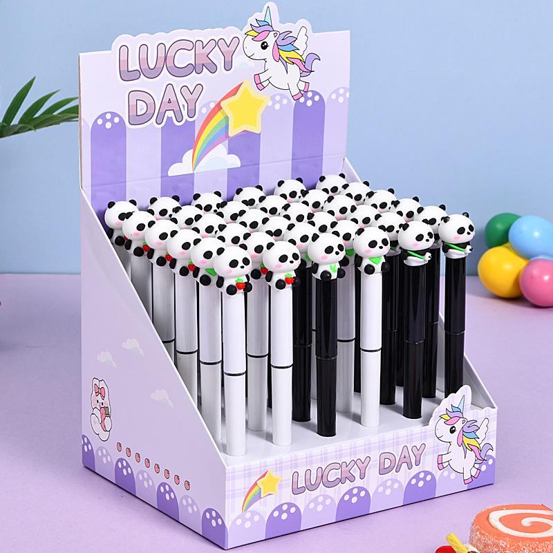 

36Pcs Kawaii Panda Shape Cartoon Straight Liquid Quick Drying Gel Pen Stationery School Office Supplies Prize Gift Writing Tools Holiday Gift No Random style