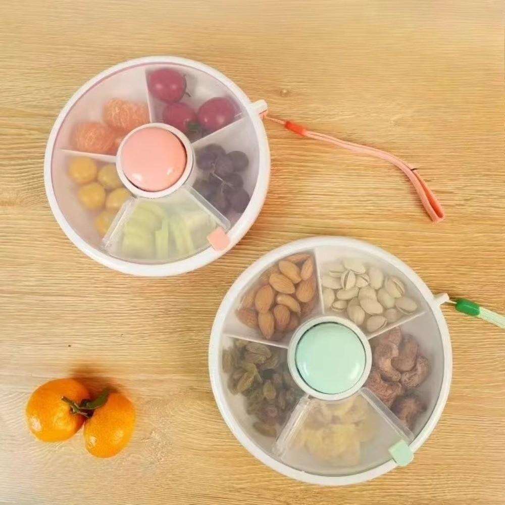 5 Compartments Snack Spinner Portable Sealed Fruit Tray Candy Box Snack Storage Box  Kids Snack