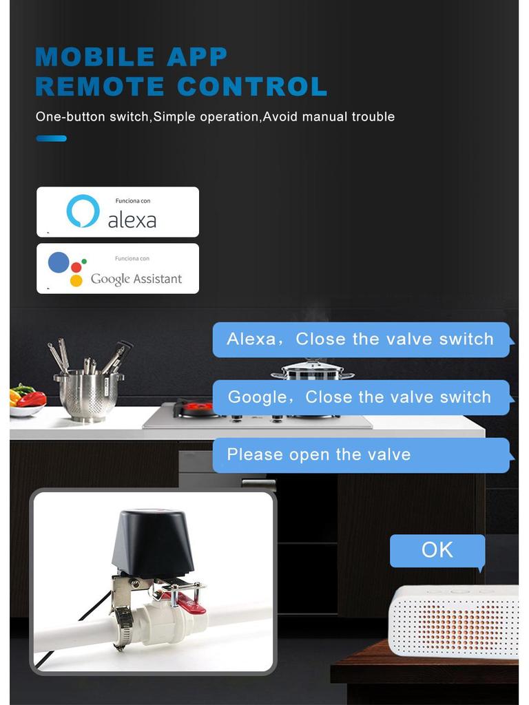 Tuya Smart WiFi Robotický ovladač ventilu pro senzory detekce úniku