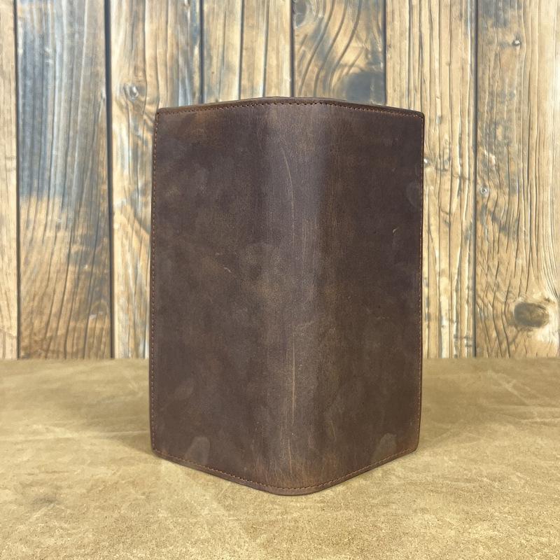 Vintage Crazy Horse Leder Herren Bifold Geldbörse - Echtes Vollnarben-Rindsleder Lange Geldbörse mit Geldklammer