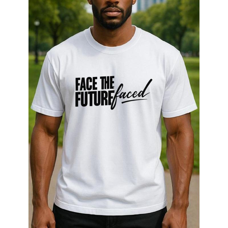 European sizes FACE THE FUTURE faced Men'S Print Short-Sleeved Shirt | Medium Elastic Fashion Style, Breathable Fabric, Casual and Sporty