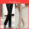 Pencil Woman Pants Solid Mid Waist Long Casual Black Elegant Leisure Pants