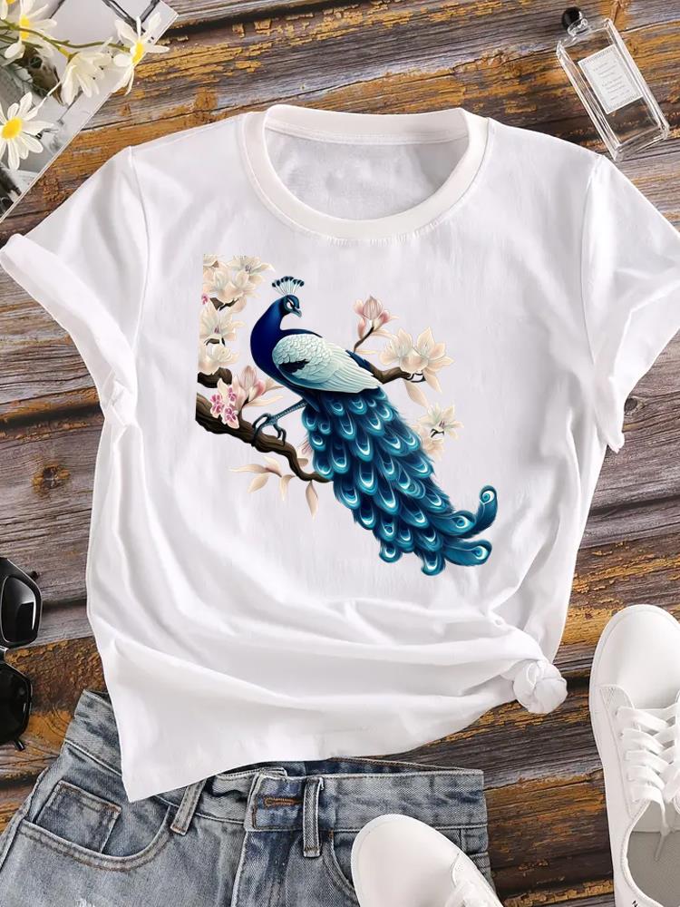 (Asian Size) Lady Female Top Printed Women Flower Sweet Trend 90s Casual T Shirt Fashion Graphic Short Sleeve T-shirts Tee Clothing