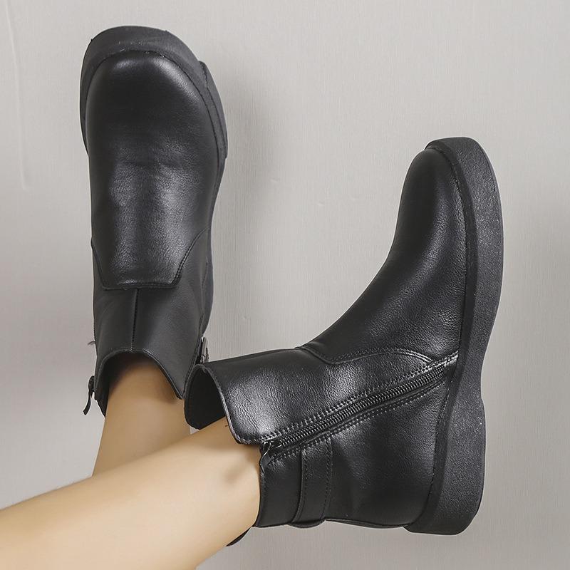 Autumn and Winter New Flat-bottomed Women's Short Boots Thick-soled Martin Boots Large-size Soft-soled Chelsea Boots Single Boots