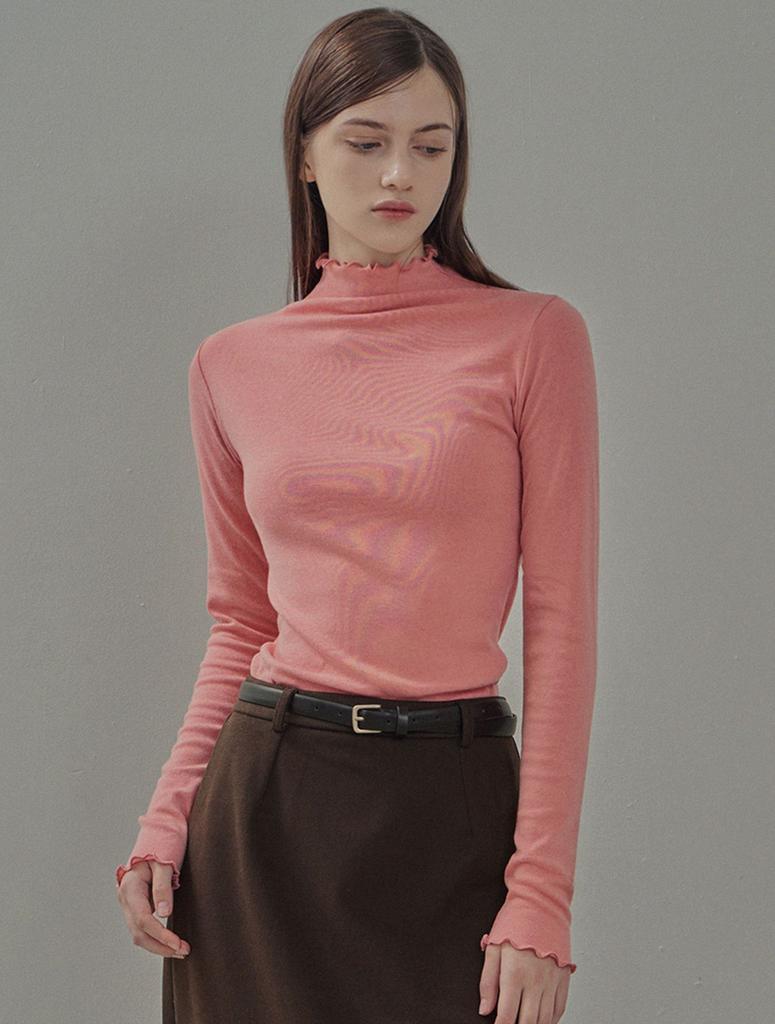 Teuwi Series Wool Frill Turtleneck T-Shirt