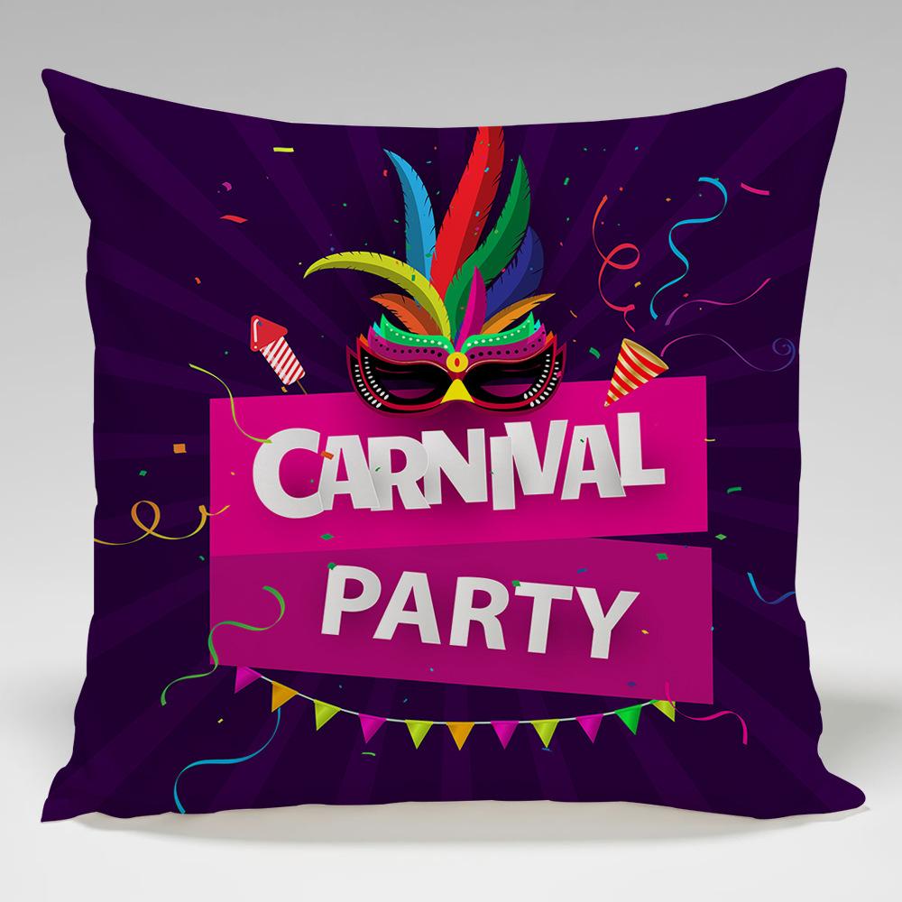 Patterns Of The Brazilian Carnival Throw Pillow Cover With Short Plush Print For Living Room Sofa Decoration Cushion Cover