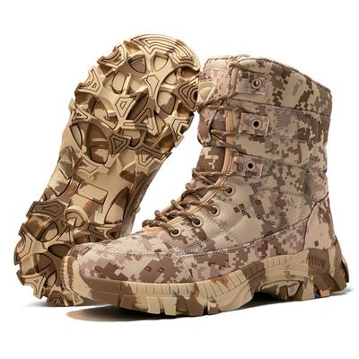 Fashion Men's Wide Width Canvas Combat Boots Camouflage Hiking High Top Tactical Shoes Non-Slip Waterproof Outdoor Training Boots