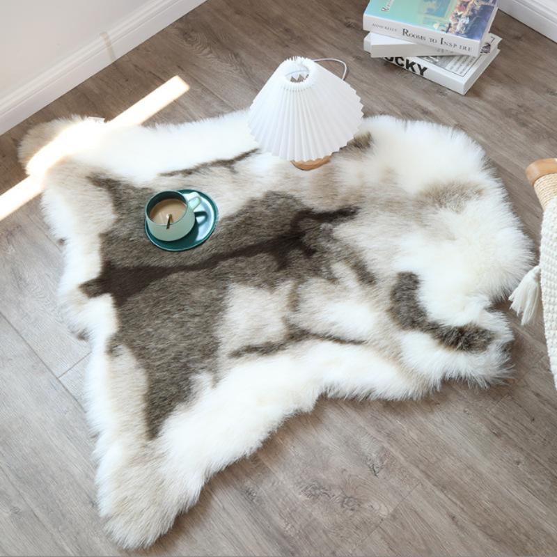 Modern Minimalist Washable Faux Reindeer Fur Rug for Bedroom or Dressing Area