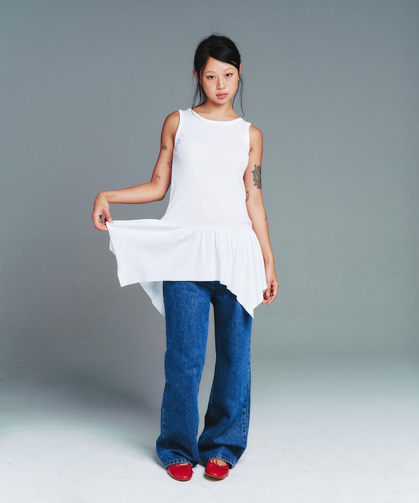 Ames Worldwide Classic Shirring Sleeveless Dress White
