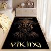 Spiritual Area Rug, Viking Odin Skull Valknut Gold Texture Poster, Living Room Decor, Non-Slip Mat