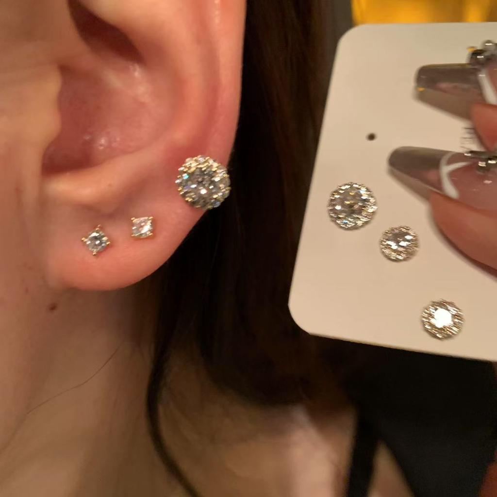 Silver Needle Zircon Flower Pearl Stud Earrings Exquisite Light Luxury High-end Earrings Niche White Versatile Earrings