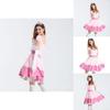 Elegant Super Mario Pink Princess Peach Costume Dress With Crown And Gloves Set