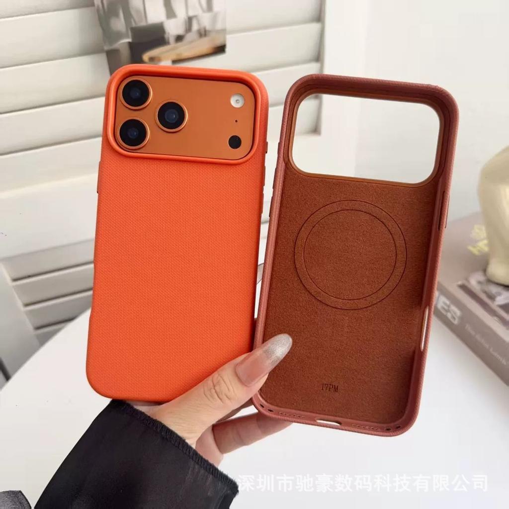 Applicable to iPhone17promax official technology cloth leather magnetic mobile phone case Apple 16 business all-inclusive anti-drop