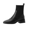 Popular Knitted Thin Socks Boots Retro Square Head Thick Heel Medium Heel Short Boots Spring and Autumn Martin Boots Bare Boots Women