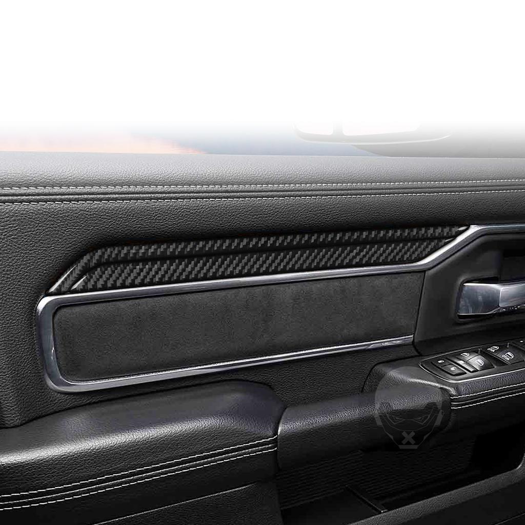For Dodge RAM 1500 2500 3500 2019-2023 Carbon Fiber Front Inner Door Panel Decorative Cover Car Accessories Decoration Sticker
