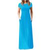 European and American Women's New Solid Color Summer Hot Selling Short Sleeved Pocket Long Dress