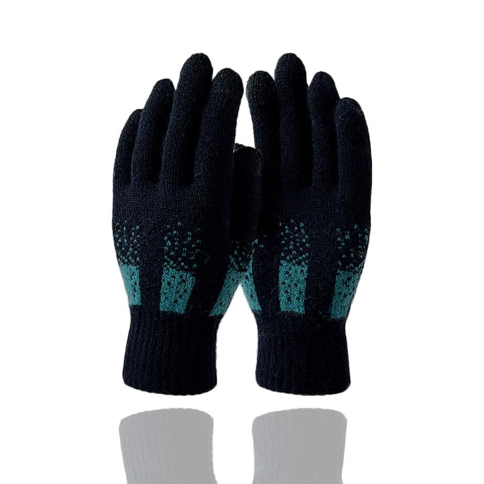 High quality business men's knitted warm gloves Winter weatherproof thickened outdoor touch screen cycling gloves